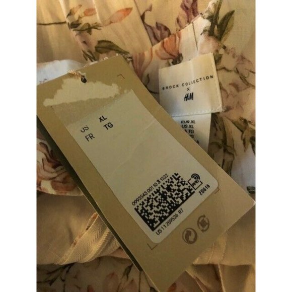 NWT BROCK COLLECTION X H&M COLLABORATION CREAM FLORAL MIDI DRESS SIZE MEDIUM - Picture 12 of 12